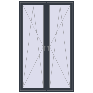 Buy Tilt-and-Turn 1400x2300 mm REHAU ENERGY-SAVING SYNEGO MD ANTHRACITE_GREY_STRUKTURAL two-sided
