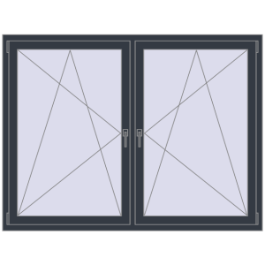 Buy Tilt-and-Turn 1755x1340 mm REHAU ENERGY-SAVING SYNEGO MD ANTHRACITE_GREY_STRUKTURAL two-sided