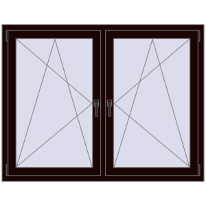 Okno plastikowe 1455x1145 mm Dwuskrzydłowe. Widok od środka Zamów teraz Okna skrzydłowe 1455x1145 mm REHAU ENERGY-SAVING SYNEGO MD CHOCOLATE_BROWN dwustronny