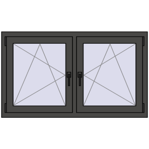 Okno plastikowe 1320x740 mm Dwuskrzydłowe. Widok od środka Zamów teraz Okna skrzydłowe 1320x740 mm REHAU ENERGY-SAVING SYNEGO MD BASALT_GREY dwustronny
