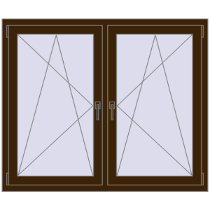 Okno plastikowe 1410x1130 mm Dwuskrzydłowe. Widok od środka Zamów teraz Okna skrzydłowe 1410x1130 mm REHAU ENERGY-SAVING SYNEGO MD DARK_OAK dwustronny