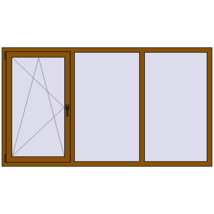 Buy Tilt-and-Turn 2160x1220 mm REHAU ENERGY-SAVING SYNEGO MD GOLDEN OAK two-sided