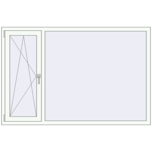 Plastic window 1800x1200 mm Double-leaf. View from inside Buy Tilt-and-Turn 1800x1200 mm EPSILON OPTIMA RAL 9016 Traffic white two-sided