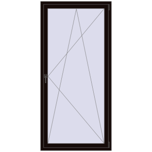 Plastic window 1000x2100 mm Single-leaf. View from inside Buy Tilt-and-Turn 1000x2100 mm REHAU OPTIMUM EURO-DESIGN 70 BLACK_BROWN two-sided