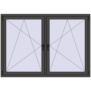 Plastic window 1770x1235 mm Dwuskrzydłowe. View from inside Buy Tilt-and-Turn 1770x1235 mm REHAU ENERGY-SAVING SYNEGO MD BASALT_GREY two-sided