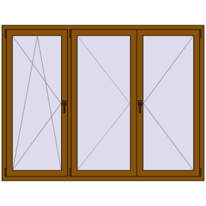 Buy Tilt-and-Turn 1950x1500 mm REHAU OPTIMUM EURO-DESIGN 70 GOLDEN OAK two-sided