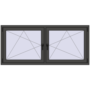 Okno plastikowe 1830x815 mm Dwuskrzydłowe. Widok od środka Zamów teraz Okna skrzydłowe 1830x815 mm REHAU ENERGY-SAVING SYNEGO MD BASALT_GREY dwustronny