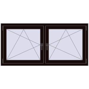 Okno plastikowe 1575x770 mm Dwuskrzydłowe. Widok od środka Zamów teraz Okna skrzydłowe 1575x770 mm REHAU ENERGY-SAVING SYNEGO MD BLACK_BROWN dwustronny