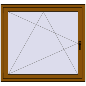 Okno plastikowe 1150x1050 mm Jednoskrzydłowe. Widok od środka Zamów teraz Okna skrzydłowe 1150x1050 mm CLASICTHERM 70 GOLDEN OAK dwustronny