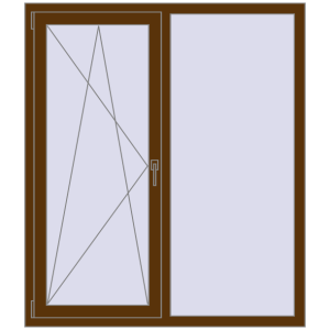 Okno plastikowe 1300x1500 mm Dwuskrzydłowe. Widok od środka Zamów teraz Okna skrzydłowe 1300x1500 mm EPSILON OPTIMA WALNUT dwustronny