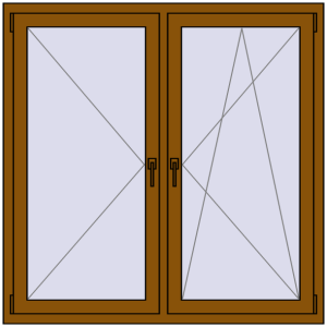 Buy Tilt-and-Turn 1350x1350 mm REHAU OPTIMUM EURO-DESIGN 70 GOLDEN OAK two-sided