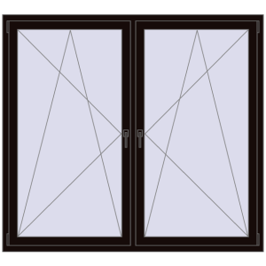 Buy Tilt-and-Turn 1755x1600 mm REHAU ENERGY-SAVING SYNEGO MD BLACK_BROWN two-sided