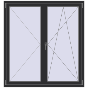 Buy Tilt-and-Turn 1400x1500 mm REHAU OPTIMUM EURO-DESIGN 70 ANTHRACITE_GREY_GLATT two-sided