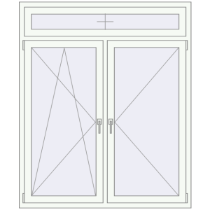 Okno plastikowe 1420x1700 mm Dwuskrzydłowe z naświetlem. Widok od środka Zamów teraz Okna skrzydłowe 1420x1700 mm REHAU ARTEVO RAL 9016 Traffic white dwustronny