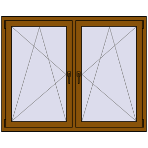 Buy Tilt-and-Turn 1450x1150 mm REHAU ENERGY-SAVING SYNEGO MD GOLDEN OAK two-sided
