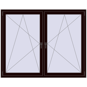 Plastic window 1755x1400 mm Dwuskrzydłowe. View from inside Buy Tilt-and-Turn 1755x1400 mm REHAU ENERGY-SAVING SYNEGO MD CHOCOLATE_BROWN two-sided