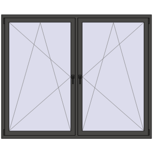 Buy Tilt-and-Turn 2000x1650 mm REHAU BRILLANT DESIGN BASALT_GREY two-sided