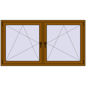 Plastic window 1770x965 mm Dwuskrzydłowe. View from inside Buy Tilt-and-Turn 1770x965 mm REHAU ENERGY-SAVING SYNEGO MD GOLDEN OAK two-sided