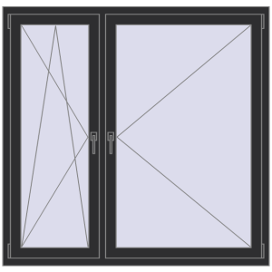 Buy Tilt-and-Turn 1470x1430 mm REHAU OPTIMUM EURO-DESIGN 70 ANTHRACITE_GREY_GLATT two-sided