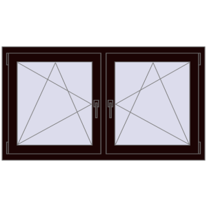 Okno plastikowe 1365x755 mm Dwuskrzydłowe. Widok od środka Zamów teraz Okna skrzydłowe 1365x755 mm REHAU ENERGY-SAVING SYNEGO MD CHOCOLATE_BROWN dwustronny