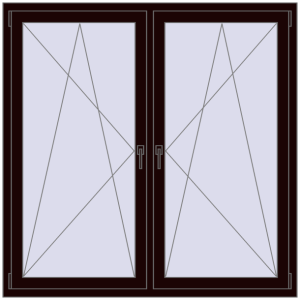 Buy Tilt-and-Turn 1500x1500 mm REHAU OPTIMUM EURO-DESIGN 70 CHOCOLATE_BROWN two-sided