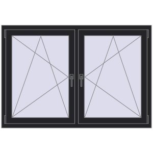 Zamów teraz Okna skrzydłowe 1530x1010 mm REHAU ENERGY-SAVING SYNEGO MD BLACK_ULTI-MATT dwustronny