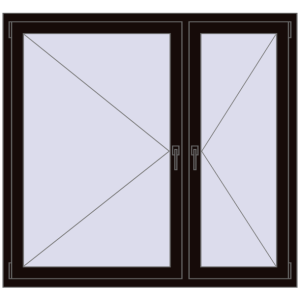 Buy Tilt-and-Turn 1450x1350 mm REHAU OPTIMUM EURO-DESIGN 70 BLACK_BROWN two-sided