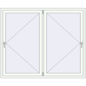 Okno plastikowe 1770x1450 mm Dwuskrzydłowe. Widok od środka Zamów teraz Okna skrzydłowe 1770x1450 mm REHAU OPTIMUM EURO-DESIGN 70 RAL 9016 Traffic white dwustronny
