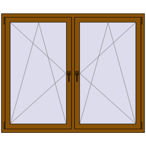 Okno plastikowe 1665x1370 mm Dwuskrzydłowe. Widok od środka Zamów teraz Okna skrzydłowe 1665x1370 mm REHAU ENERGY-SAVING SYNEGO MD GOLDEN OAK dwustronny
