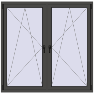 Okno plastikowe 1590x1535 mm Dwuskrzydłowe. Widok od środka Zamów teraz Okna skrzydłowe 1590x1535 mm REHAU ENERGY-SAVING SYNEGO MD BASALT_GREY dwustronny