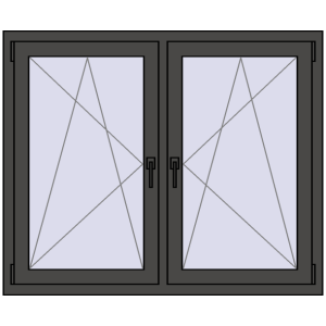 Okno plastikowe 1335x1025 mm Dwuskrzydłowe. Widok od środka Zamów teraz Okna skrzydłowe 1335x1025 mm REHAU ENERGY-SAVING SYNEGO MD BASALT_GREY dwustronny