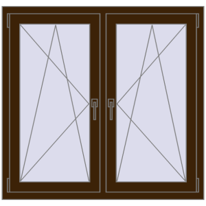 Okno plastikowe 1215x1085 mm Dwuskrzydłowe. Widok od środka Zamów teraz Okna skrzydłowe 1215x1085 mm REHAU ENERGY-SAVING SYNEGO MD DARK_OAK dwustronny