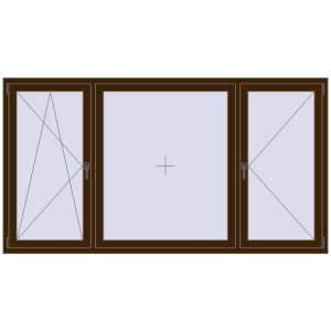 Buy Tilt-and-Turn 2400x1300 mm REHAU OPTIMUM EURO-DESIGN 70 DARK_OAK two-sided