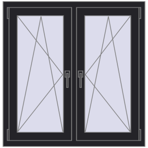 Okno plastikowe 1020x1040 mm Dwuskrzydłowe. Widok od środka Zamów teraz Okna skrzydłowe 1020x1040 mm REHAU ENERGY-SAVING SYNEGO MD BLACK_ULTI-MATT dwustronny