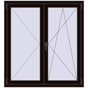 Buy Tilt-and-Turn 1200x1300 mm REHAU OPTIMUM EURO-DESIGN 70 BLACK_BROWN two-sided
