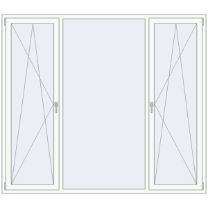 Buy Tilt-and-Turn 2229x1960 mm REHAU OPTIMUM EURO-DESIGN 70 RAL 9016 Traffic white two-sided