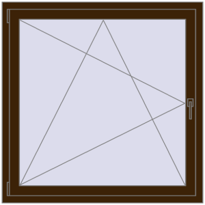 Okno plastikowe 1200x1200 mm Jednoskrzydłowe. Widok od środka Zamów teraz Okna skrzydłowe 1200x1200 mm CLASICTHERM 70 DARK_OAK dwustronny