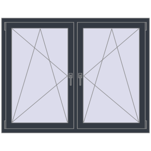 Zamów teraz Okna skrzydłowe 1545x1145 mm REHAU ENERGY-SAVING SYNEGO MD ANTHRACITE_GREY_STRUKTURAL dwustronny