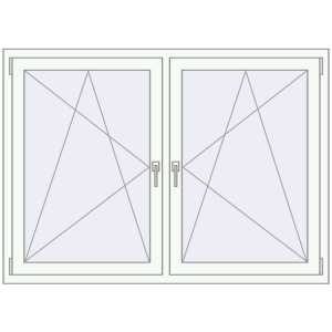 Plastic window 1500x1100 mm Double-leaf. View from inside Buy Tilt-and-Turn 1500x1100 mm REHAU ARTEVO RAL 9016 Traffic white two-sided