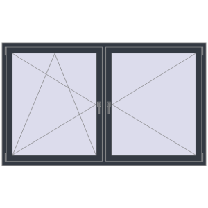 Buy Tilt-and-Turn 2000x1200 mm REHAU OPTIMUM EURO-DESIGN 70 ANTHRACITE_GREY_STRUKTURAL two-sided