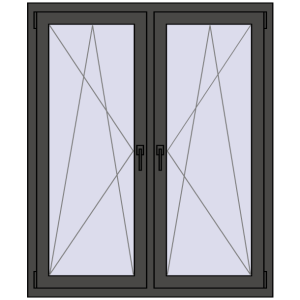 Okno plastikowe 1245x1385 mm Dwuskrzydłowe. Widok od środka Zamów teraz Okna skrzydłowe 1245x1385 mm REHAU ENERGY-SAVING SYNEGO MD BASALT_GREY dwustronny