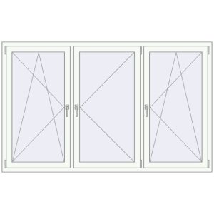 Buy Tilt-and-Turn 2100x1300 mm REHAU OPTIMUM EURO-DESIGN 70 RAL 9016 Traffic white two-sided
