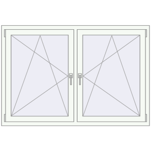 Okno plastikowe 1635x1070 mm Dwuskrzydłowe. Widok od środka Zamów teraz Okna skrzydłowe 1635x1070 mm REHAU ENERGY-SAVING SYNEGO MD RAL 9016 Traffic white dwustronny