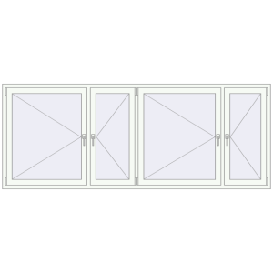 Buy Tilt-and-Turn 2800x1100 mm REHAU OPTIMUM EURO-DESIGN 70 RAL 9016 Traffic white two-sided
