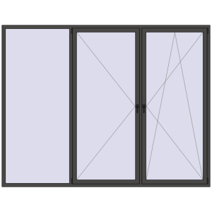 Plastic window 3000x2330 mm Triple-leaf. View from inside Buy Tilt-and-Turn 3000x2330 mm REHAU ENERGY-SAVING SYNEGO MD BASALT_GREY two-sided