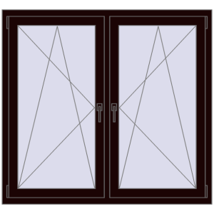 Okno plastikowe 1365x1250 mm Dwuskrzydłowe. Widok od środka Zamów teraz Okna skrzydłowe 1365x1250 mm REHAU ENERGY-SAVING SYNEGO MD CHOCOLATE_BROWN dwustronny