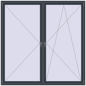 Buy Tilt-and-Turn 2100x2100 mm REHAU ENERGY-SAVING SYNEGO MD ANTHRACITE_GREY_STRUKTURAL two-sided