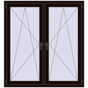 Okno plastikowe 1260x1400 mm Dwuskrzydłowe. Widok od środka Zamów teraz Okna skrzydłowe 1260x1400 mm REHAU ENERGY-SAVING SYNEGO MD BLACK_BROWN dwustronny
