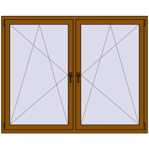 Plastic window 1755x1400 mm Dwuskrzydłowe. View from inside Buy Tilt-and-Turn 1755x1400 mm REHAU ENERGY-SAVING SYNEGO MD GOLDEN OAK two-sided