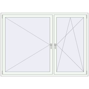 Okno plastikowe 2000x1450 mm Dwuskrzydłowe. Widok od środka Zamów teraz Okna skrzydłowe 2000x1450 mm REHAU OPTIMUM EURO-DESIGN 70 RAL 9016 Traffic white dwustronny